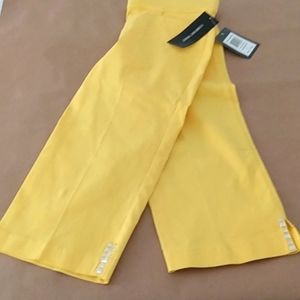 Capri pants yellow sz/s studded cuff NWT straight pockets comfort stretch waistb